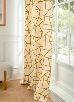 Bouchara Rideau^RIDEAU EN VELOURS DE COTON LIGNES GÉOMÉTRIQUES