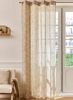 Bouchara Rideau^RIDEAU FLUIDE IMPRIMÉ DE FLEURS EN COTON ET LIN