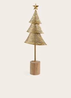 Bouchara Décoration De Noël^SAPIN EN MÉTAL TRAVAILLÉ AVEC PIED EN BOIS