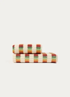 Bouchara Linge De Bain Fantaisie^SERVIETTE DE TOILETTE À RAYURES FANTAISIES