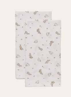 Enfant Bouchara Linge De Lit|Les Essentiels De Bebe^SET DE 2 LANGES EN GAZE DE COTON LAPIN