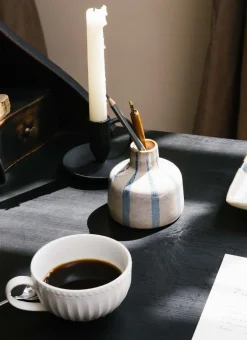 Bouchara Vase, Cache-Pot^SOLIFLORE EN PORCELAINE À RAYURE