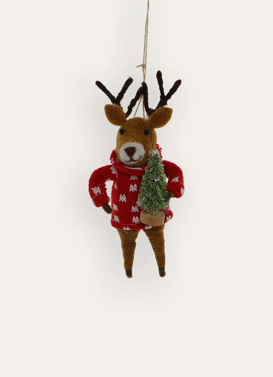 Bouchara Décoration De Noël^SUSPENSION RENNE EN FEUTRINE AVEC PULL JACQUARD