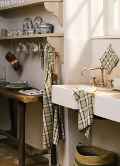 Bouchara Tablier, Manique, Gant^TABLIER À CARREAUX POCHE CACHÉE