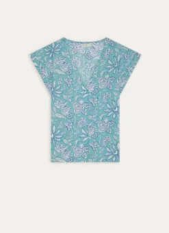 Bouchara Pyjama, Chemise De Nuit^TOP MANCHES COURTES EN COTON IMPRIMÉ