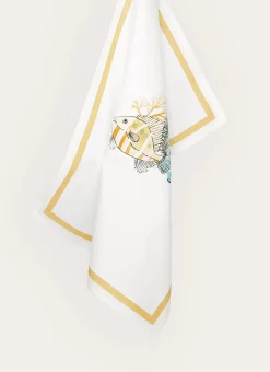 Bouchara Torchon, Essuie-Mains^TORCHON EN COTON IMPRIMÉ POISSONS ET CORAUX