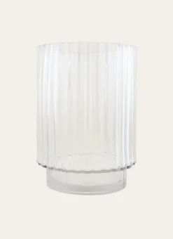 Bouchara Vase, Cache-Pot^VASE CYLINDRIQUE EN VERRE STRIÉ