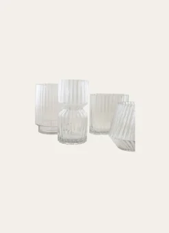 Bouchara Vase, Cache-Pot^VASE CYLINDRIQUE EN VERRE STRIÉ