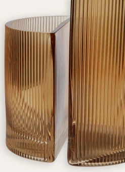 Bouchara Vase, Cache-Pot^VASE EN VERRE STRIÉ - FORME DEMI-LUNE