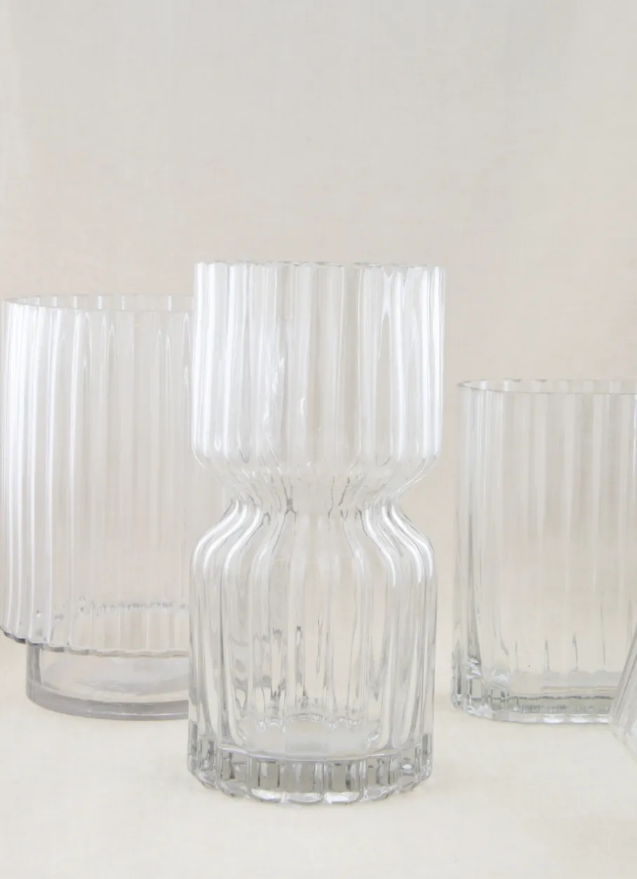 Bouchara Vase, Cache-Pot^VASE RECTANGULAIRE EN VERRE STRIÉ GRAND FORMAT