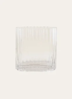 Bouchara Vase, Cache-Pot^VASE RECTANGULAIRE EN VERRE STRIÉ PETIT FORMAT