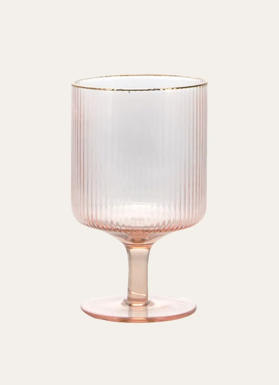 Bouchara Verre, Théière, Carafe^VERRE À PIED EN VERRE FUMÉ STRIÉ