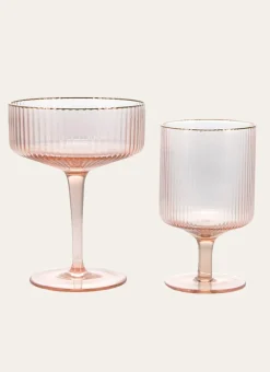 Bouchara Verre, Théière, Carafe^VERRE À PIED EN VERRE FUMÉ STRIÉ