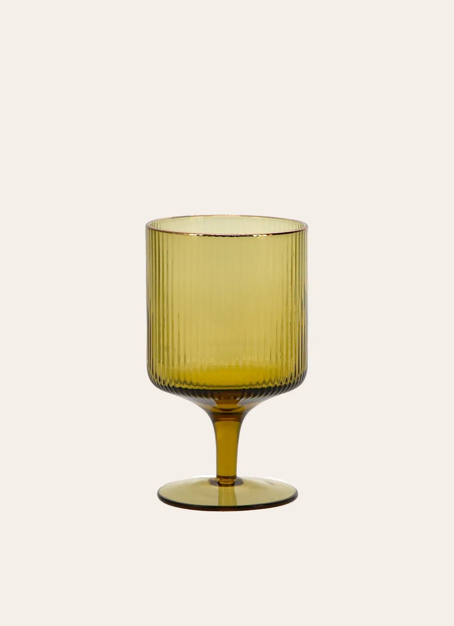Bouchara Verre, Théière, Carafe^VERRE À PIED EN VERRE FUMÉ STRIÉ