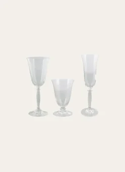 Bouchara Verre, Théière, Carafe^VERRE A PIED EN CRISTALLIN SERIGRAPHIE