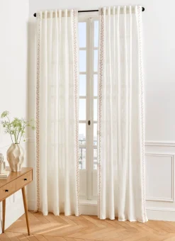 Bouchara Voilage^VOILAGE TAMISANT À RAYURES ET BRODERIES FLORALES